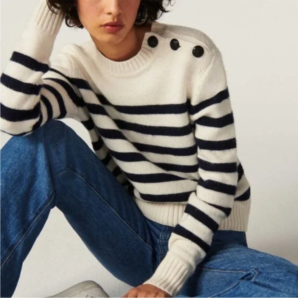 ba&sh ‘Sean’ Striped Sweater – Navy & White (NWT)